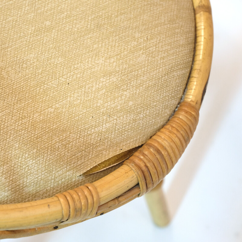 Vintage rattan dressing table with its chair 1950s