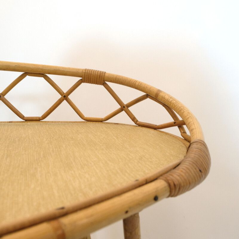 Vintage rattan dressing table with its chair 1950s