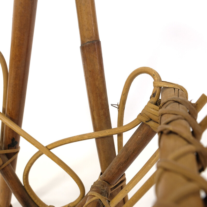 Vintage bamboo and rattan magazine rack 1960s