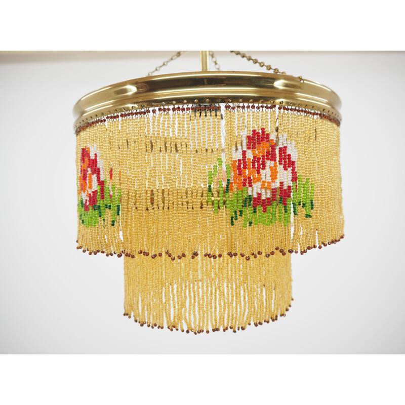 Midcentury Beads Chandelier Czechoslovakia 1960s