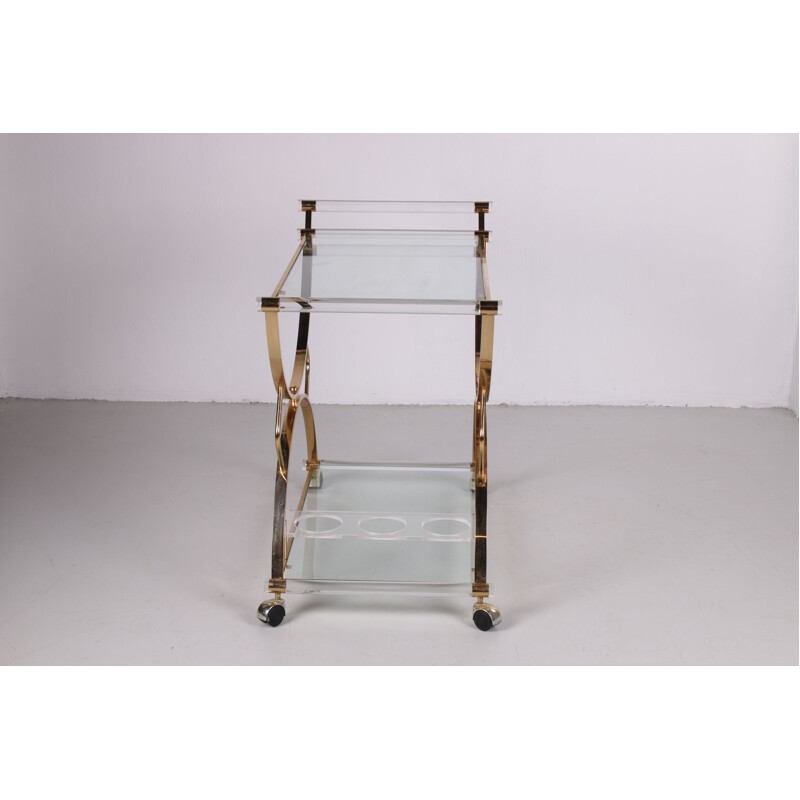 Vintage perspex drinks trolley Hollywood regency 1970s