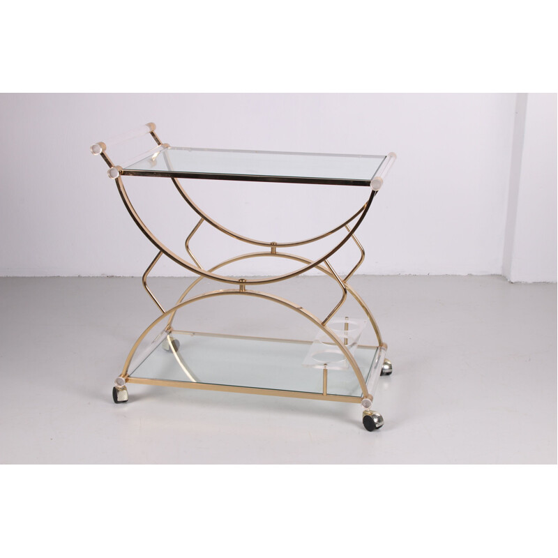 Vintage perspex drinks trolley Hollywood regency 1970s