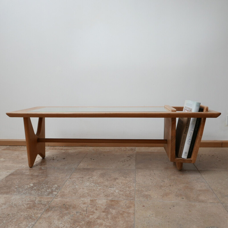 Mid-Century Coffee Table Oak by Guillerme et Chambron French 1960