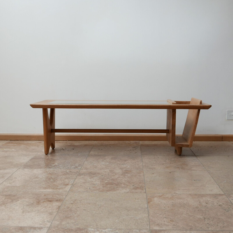 Mid-Century Coffee Table Oak by Guillerme et Chambron French 1960