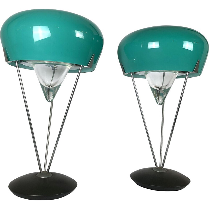 Pair of vintage murano glass table lamps by De Majo, Italy 1970