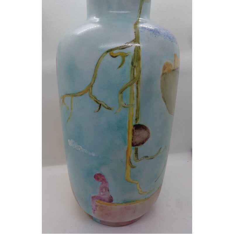 Vintage-Vase aus bemaltem Opalinum