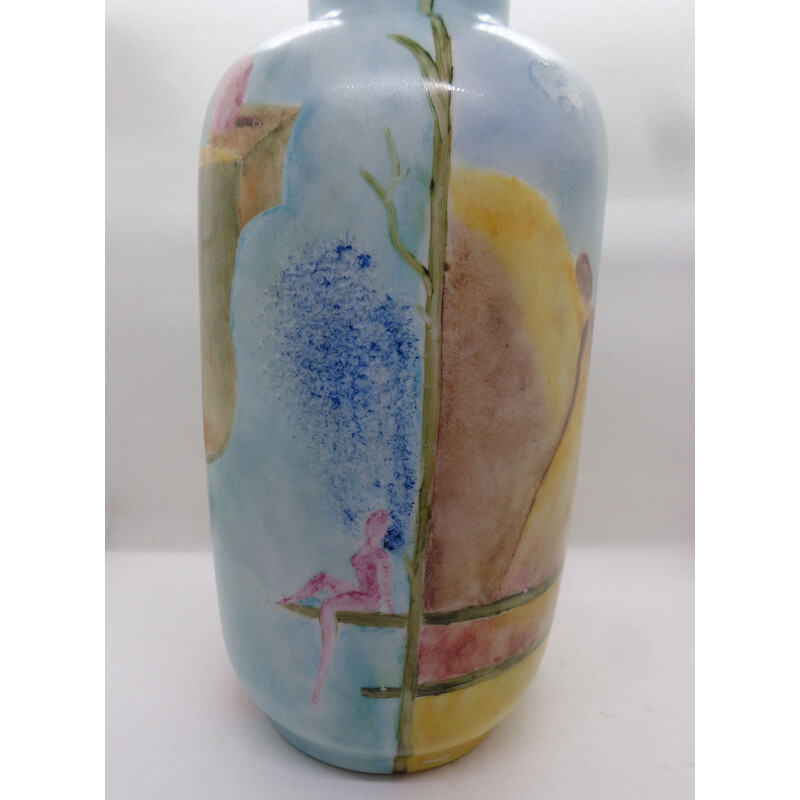 Vintage painted opaline vase