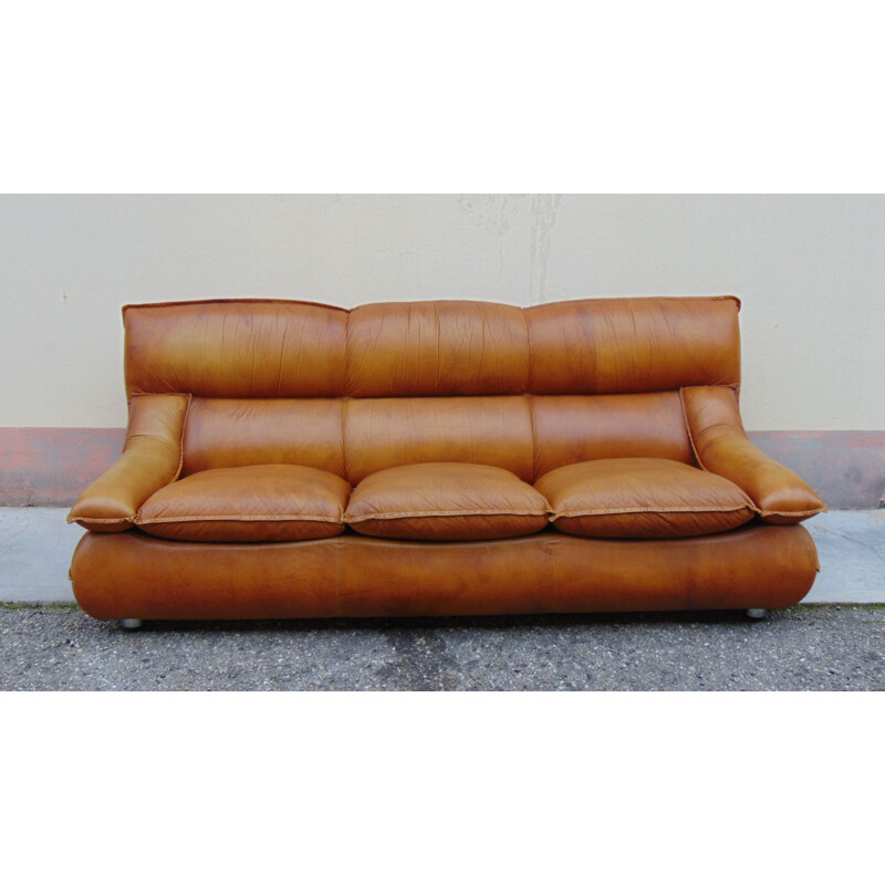 Vintage sofa in leather by Lev&Lev Milano 1970s