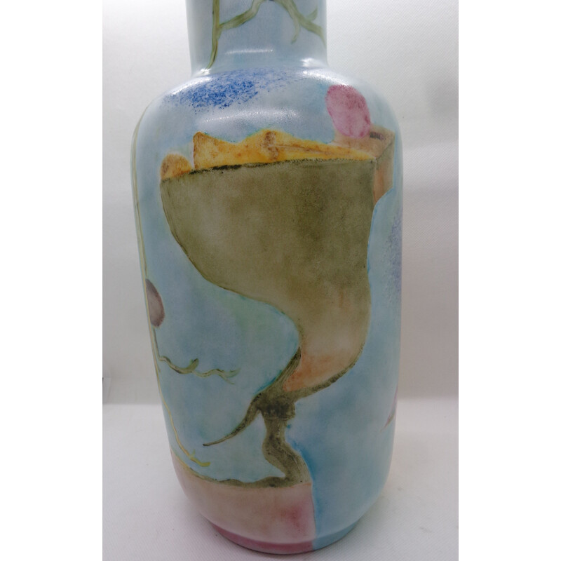 Vase vintage en opaline peint