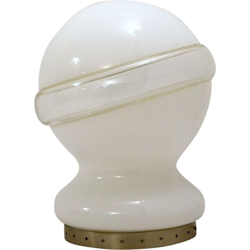 Lámpara de mesa de cristal italiana de época