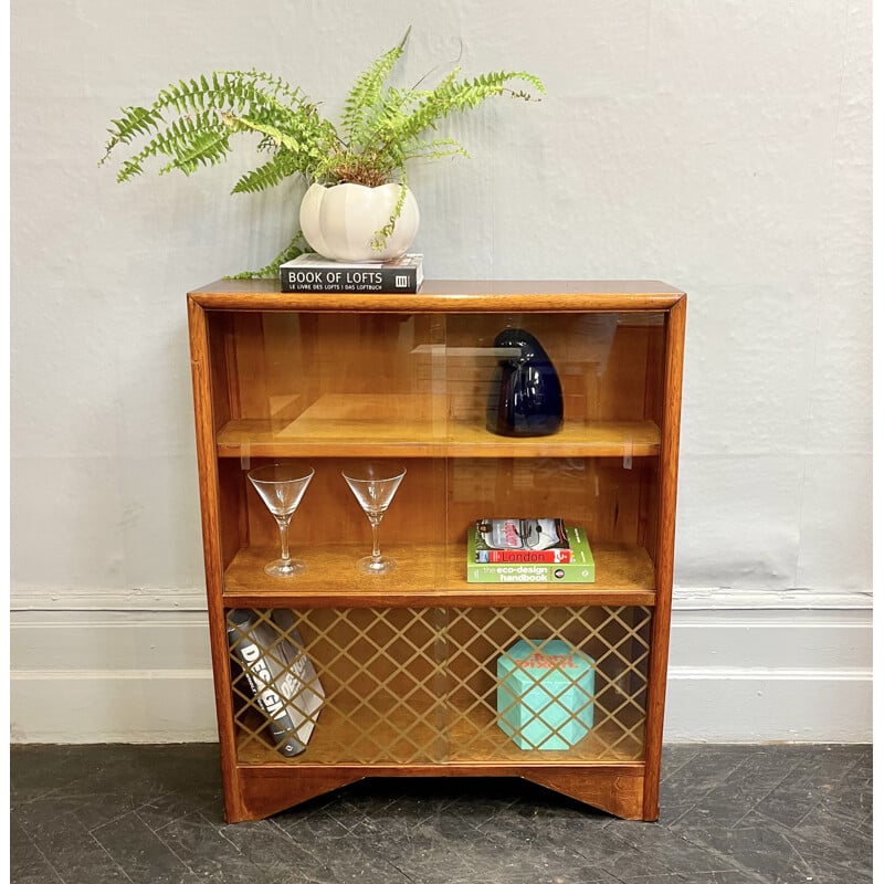 Vintage Bookcase Glass Cabinet 1950