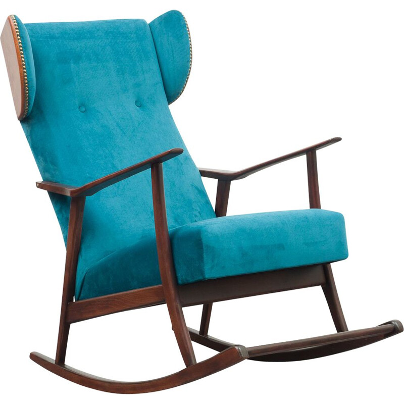 Vintage rocking chair petrol blue 1950s