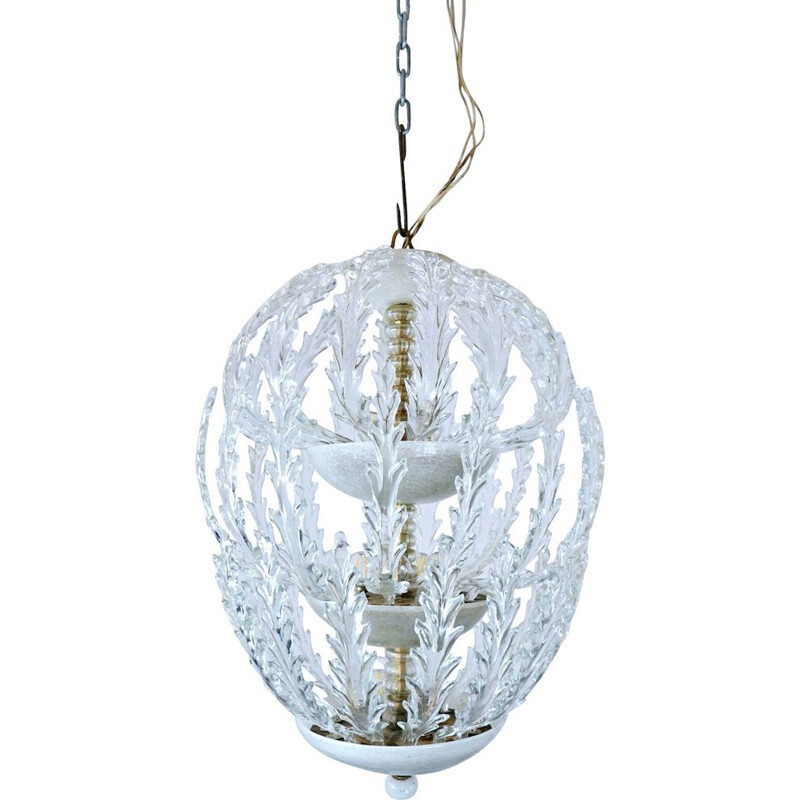 Vintage Murano Glass Ceiling Light For Venini 1940s