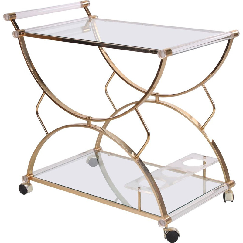 Vintage perspex drinks trolley Hollywood regency 1970s