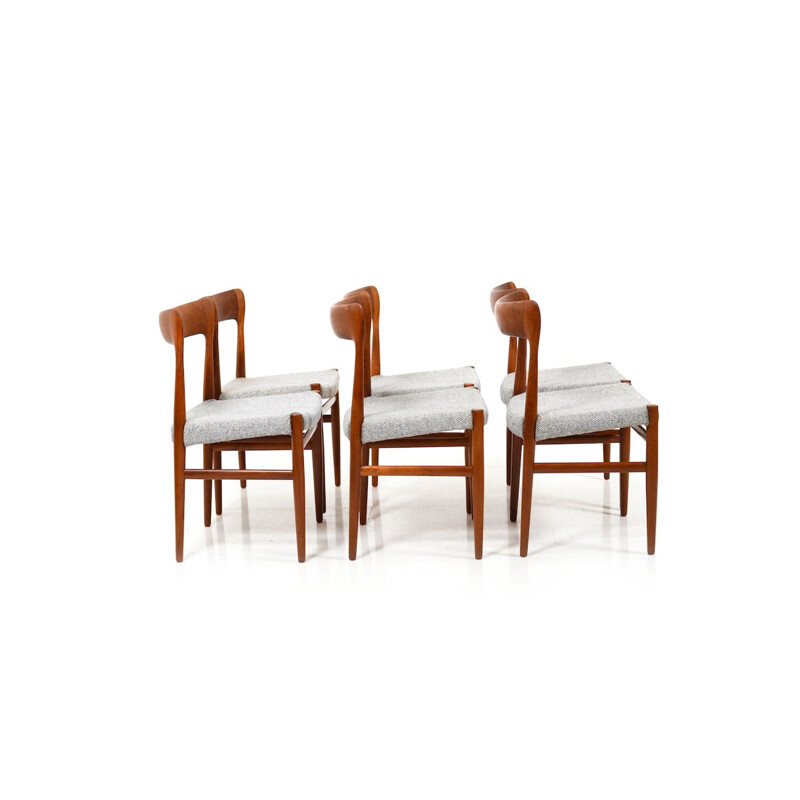 Conjunto de 6 Cadeiras de Teca Sólida Dinamarquesa Vintage 1950