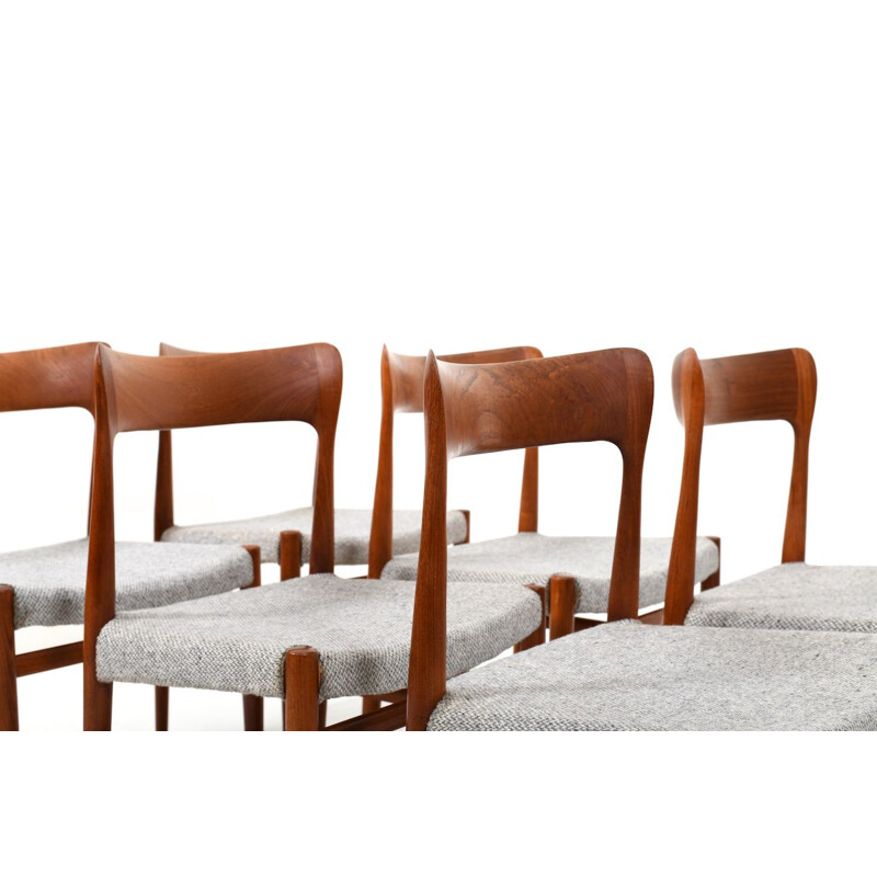 Lot de 6 chaises Vintage de forme organique en teck massif danoises 1950