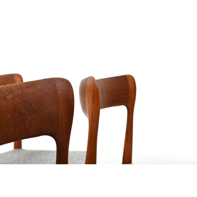 Set aus 6 organisch geformten Vintage-Stühlen aus massivem dänischem Teakholz 1950