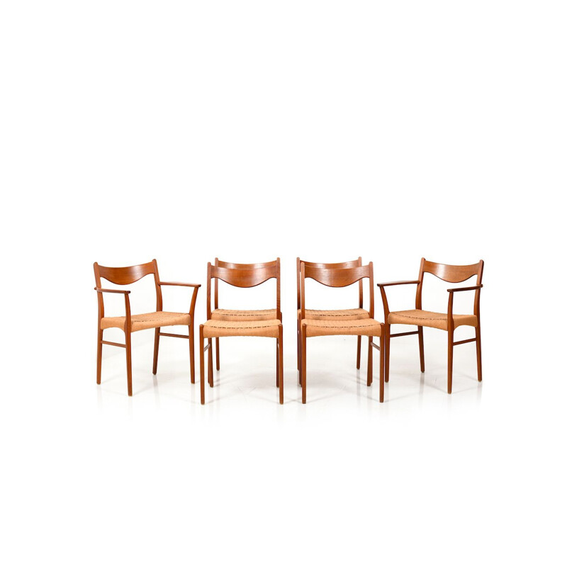 Set of 6 Vintage Teak Dining Chairs by Arne Wahl Iversen Glyngøre Stolefabrik Danish 1957
