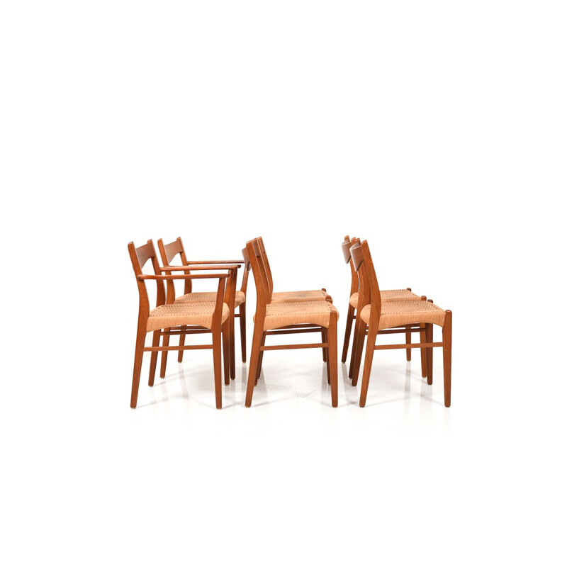 Set of 6 Vintage Teak Dining Chairs by Arne Wahl Iversen Glyngøre Stolefabrik Danish 1957