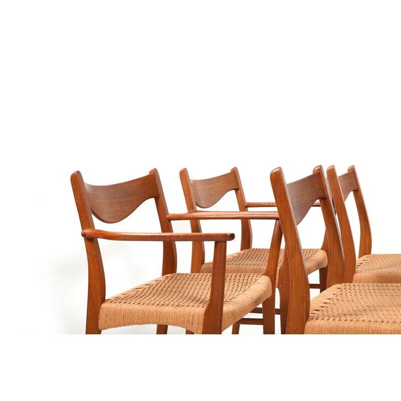 Set of 6 Vintage Teak Dining Chairs by Arne Wahl Iversen Glyngøre Stolefabrik Danish 1957