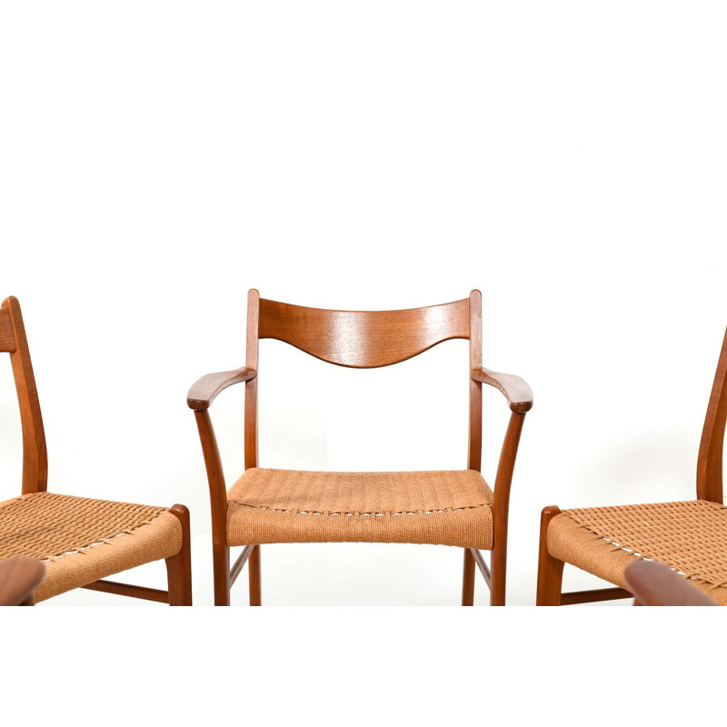 Lot de 6 chaises vintage en teck par Arne Wahl Iversen Glyngøre Stolefabrik Danois 1957