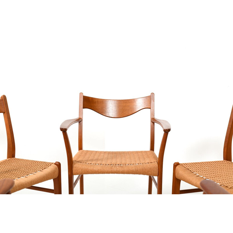 Set of 6 Vintage Teak Dining Chairs by Arne Wahl Iversen Glyngøre Stolefabrik Danish 1957