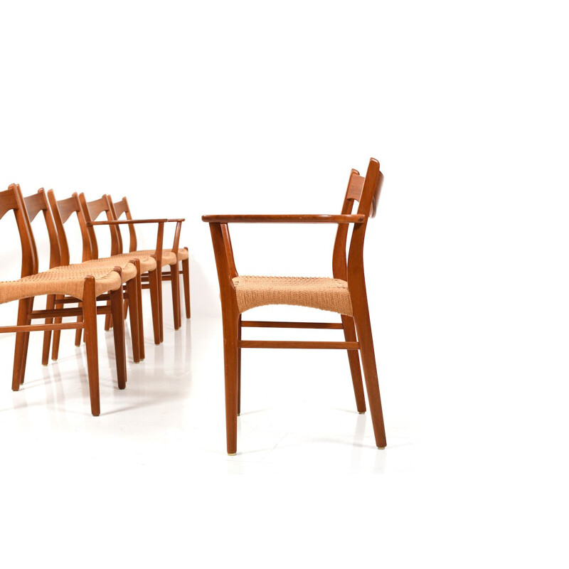 Set of 6 Vintage Teak Dining Chairs by Arne Wahl Iversen Glyngøre Stolefabrik Danish 1957