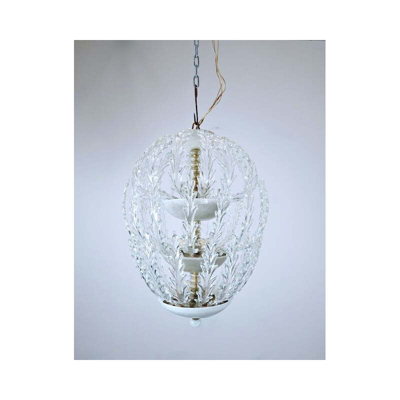Lámpara de techo vintage de cristal de Murano para Venini 1940