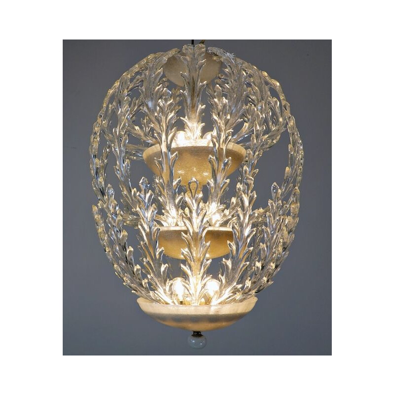 Vintage Murano glazen plafondlamp voor Venini 1940