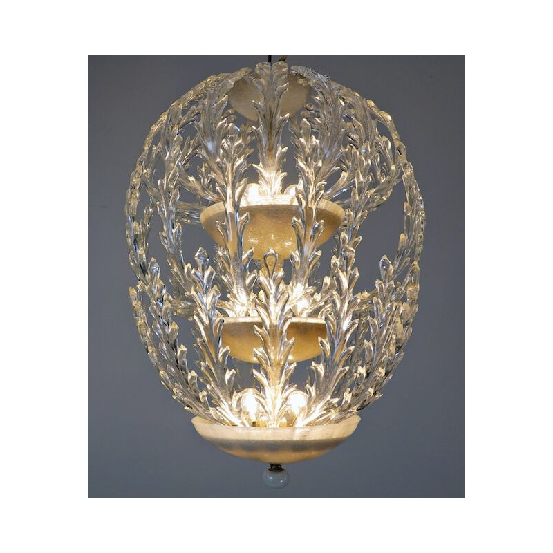 Vintage Murano Glass Ceiling Light For Venini 1940s