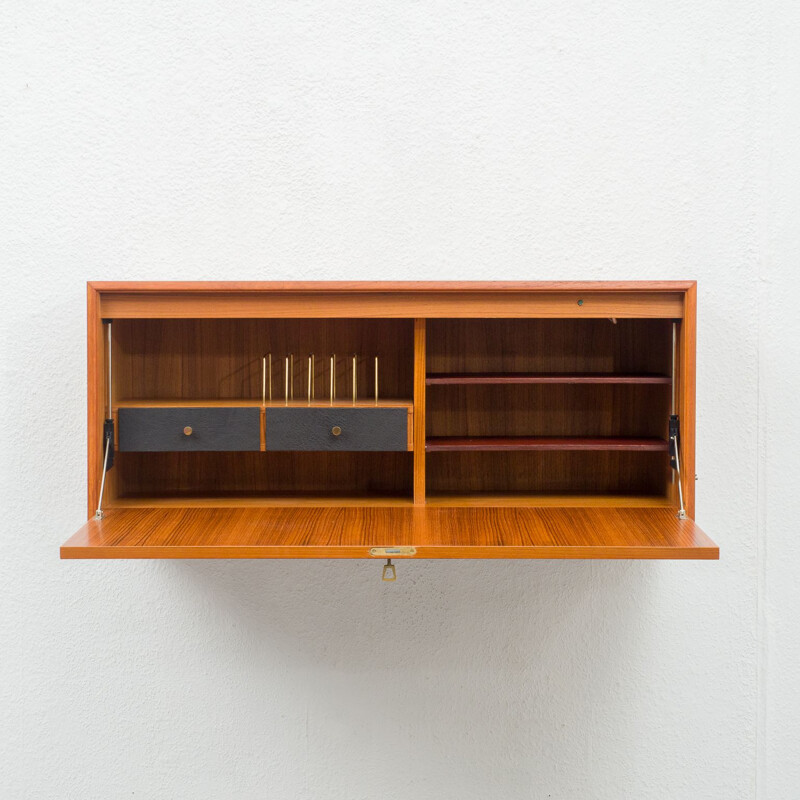 Vintage teak wall secretary, 1960s