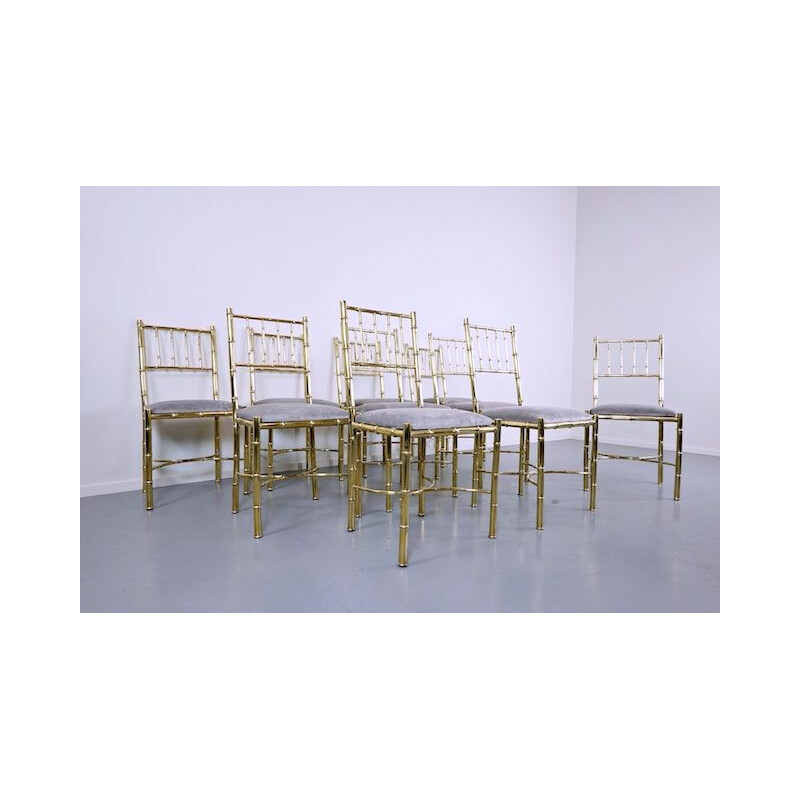 Conjunto de 10 cadeiras de latão vintage 1940