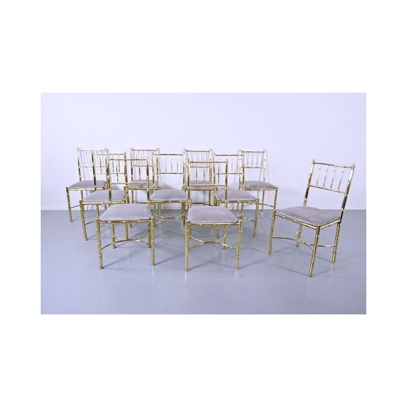Conjunto de 10 sillas de latón de época 1940