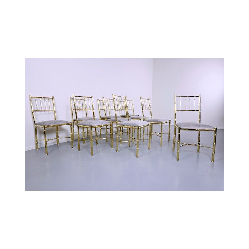 Conjunto de 10 sillas de latón de época 1940