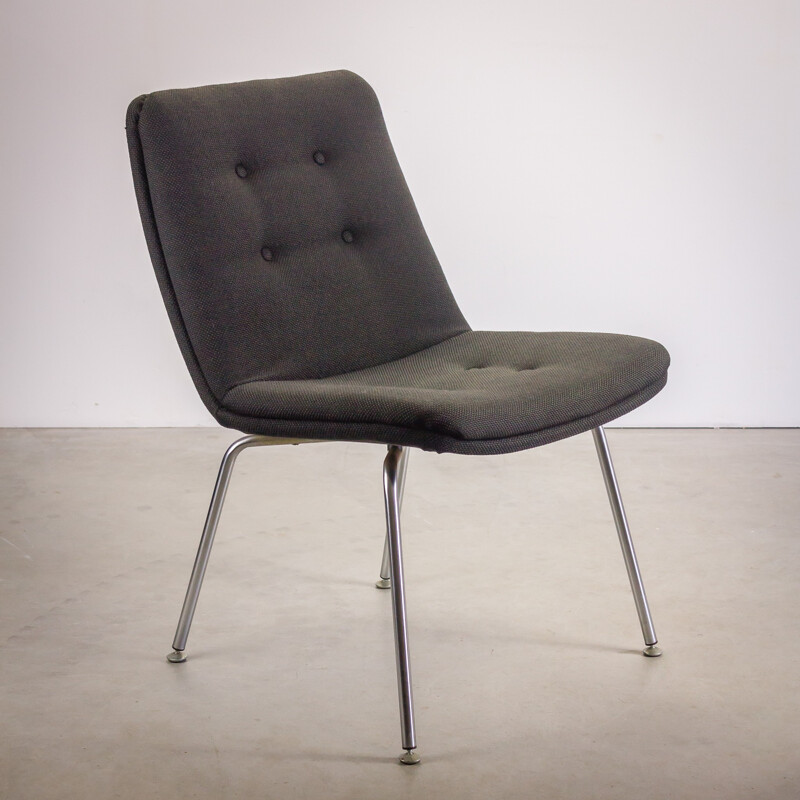 Paire de chaises Artifort en tissu noir et métal chromé, Geoffrey HARCOURT - 1960 