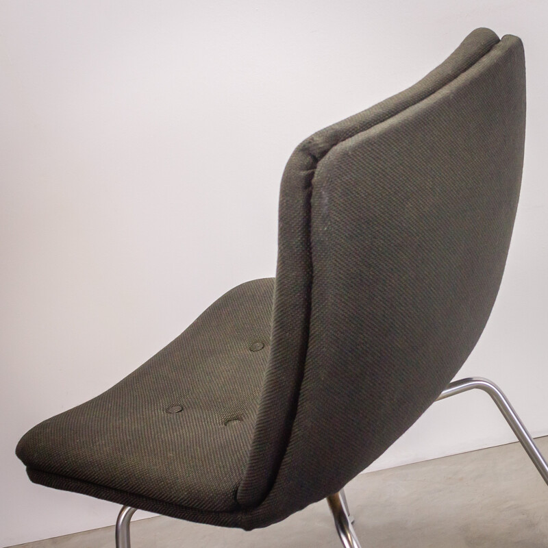 Pair of Artifort chairs in black fabric and chromed metal, Geoffrey HARCOURT - 1960s 