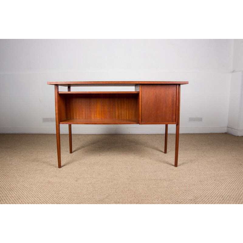 Small vintage double-sided teak desk, Denmark 1960