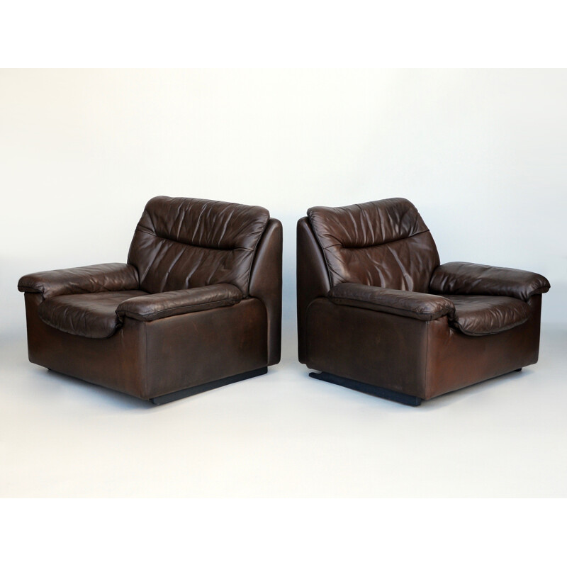 Pair of De Sede armchairs in leather - 1950s