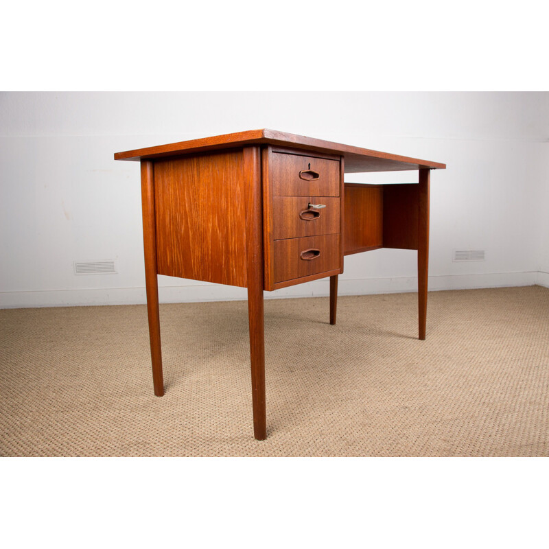 Small vintage double-sided teak desk, Denmark 1960