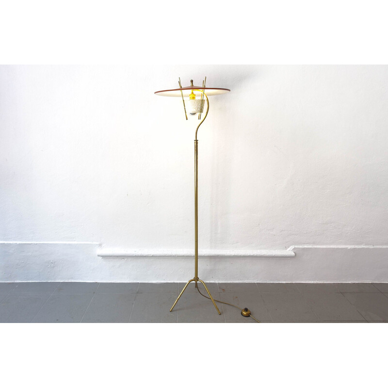 Vintage brass floor lamp, France 1950