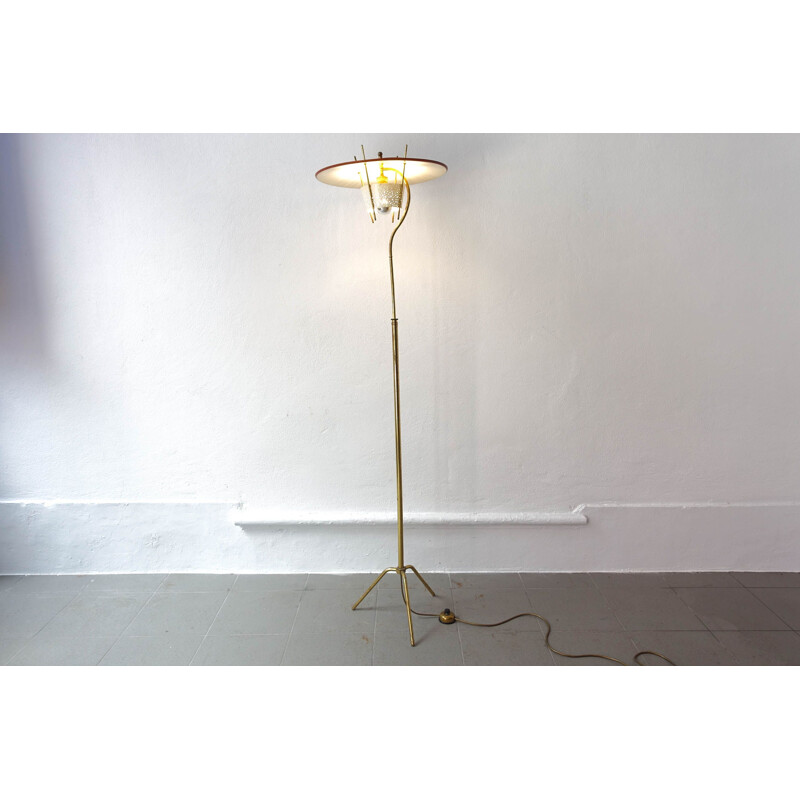 Vintage brass floor lamp, France 1950