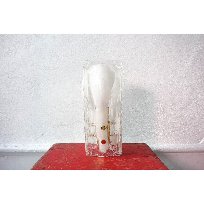 Vintage melted glass table lamp, Ice cube flower with 3 petals, by J. T. Kalmar for Kalmar Franken KG, Austria 1960