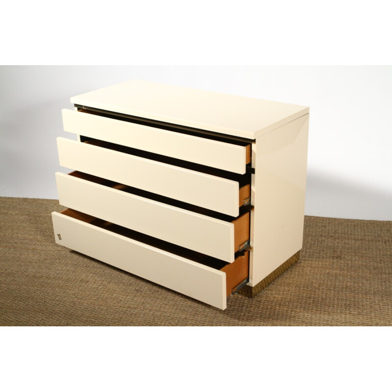 Romeo chest of drawers lacquered in white, Jean-Claude MAHEY - 1970s