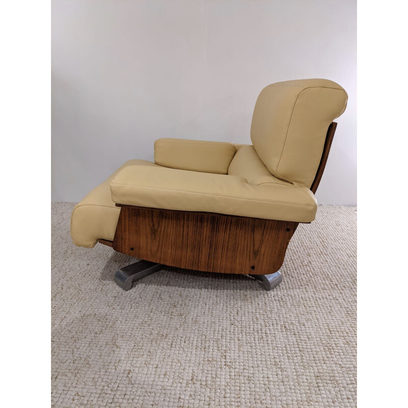 Vintage Cordoba Sessel aus Palisanderholz und Leder von Tito Agnoli für Steiner 1960