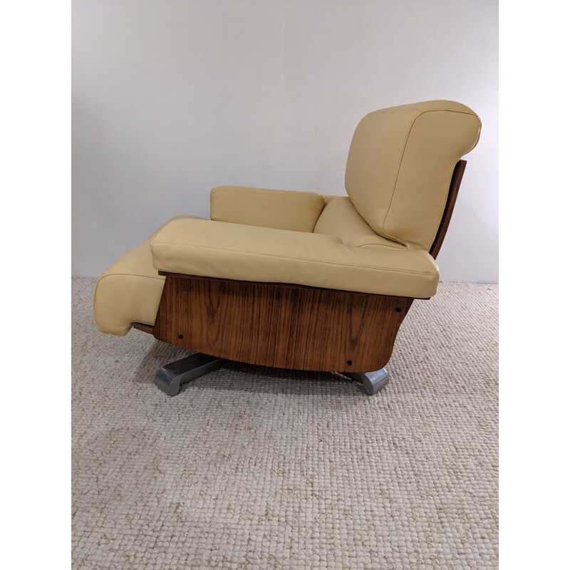Vintage Cordoba armchair in rosewood and leather by Tito Agnoli for Steiner 1960 