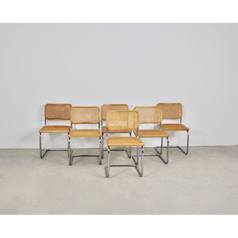 Lot de 6 chaises vintage modèle B32 par Marcel Breuer
