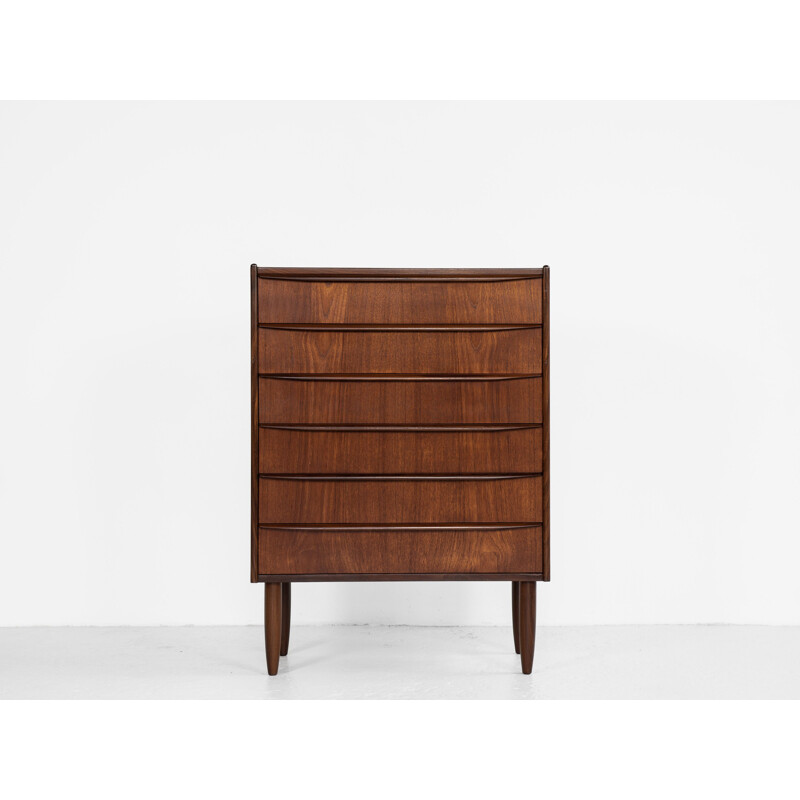 Vintage teak chest of drawers with 6 drawers, Denmark 1960