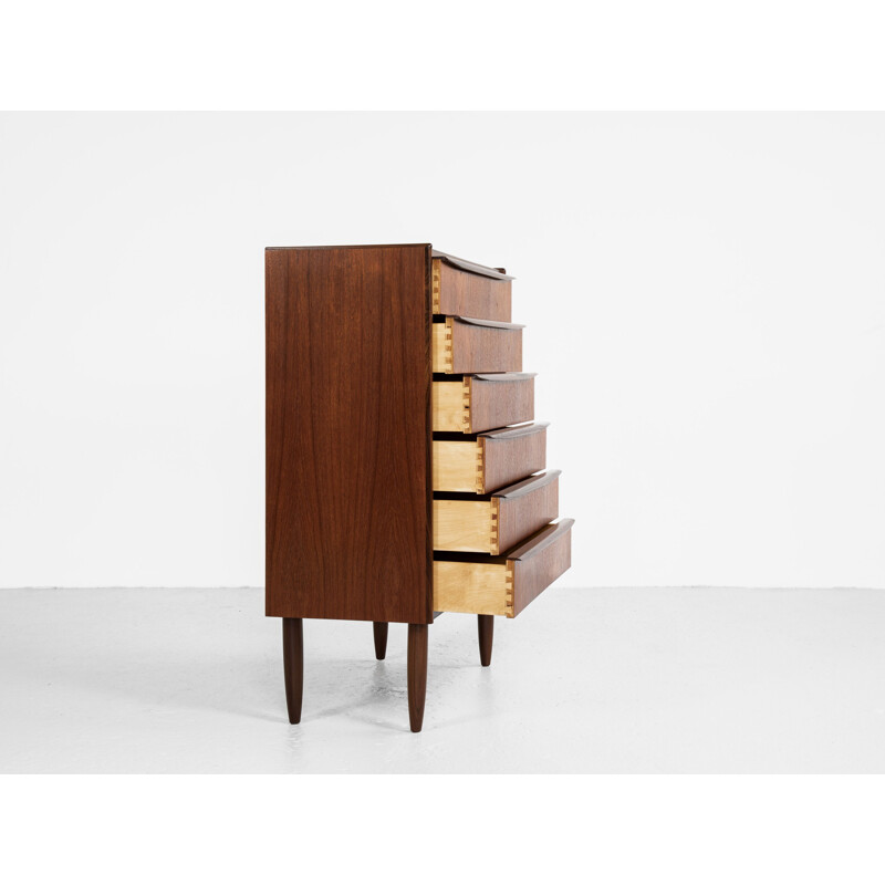 Vintage teak chest of drawers with 6 drawers, Denmark 1960