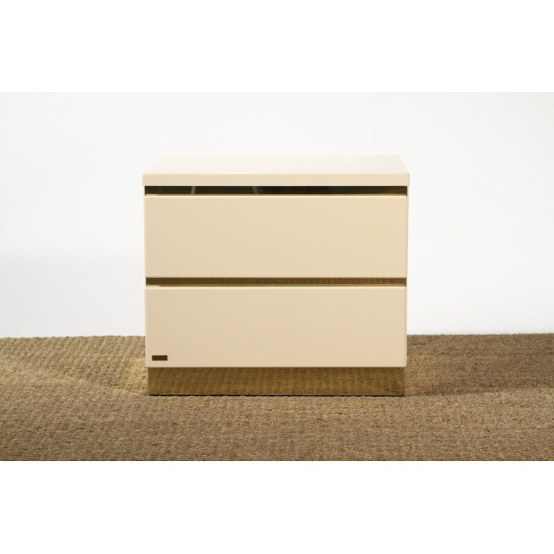 Pair of Romeo bedside tables lacquered in white, Jean-Claude MAHEY - 1970s