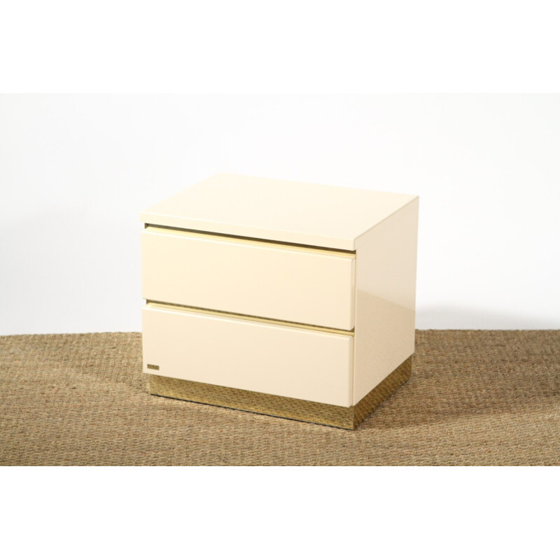 Pair of Romeo bedside tables lacquered in white, Jean-Claude MAHEY - 1970s